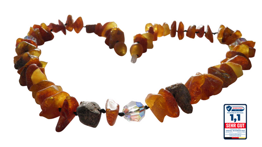 Elegante Bernsteinkette für Hunde mit Swari-Glasperlen