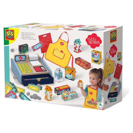 Holzkassenset mit Zubehör für kreatives Rollenspiel ab 3 Jahren