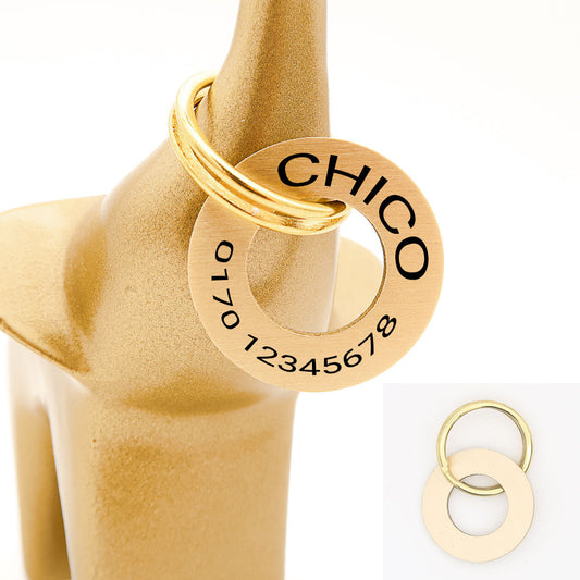 Ringförmige Hundemarke aus gebürstetem Messing 30 mm