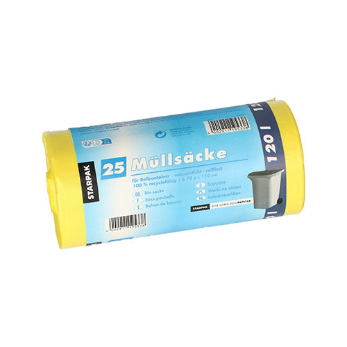 Starpak 25 Müllsäcke HDPE 120 Liter robust reißfest 110 x 70 cm-Altruan