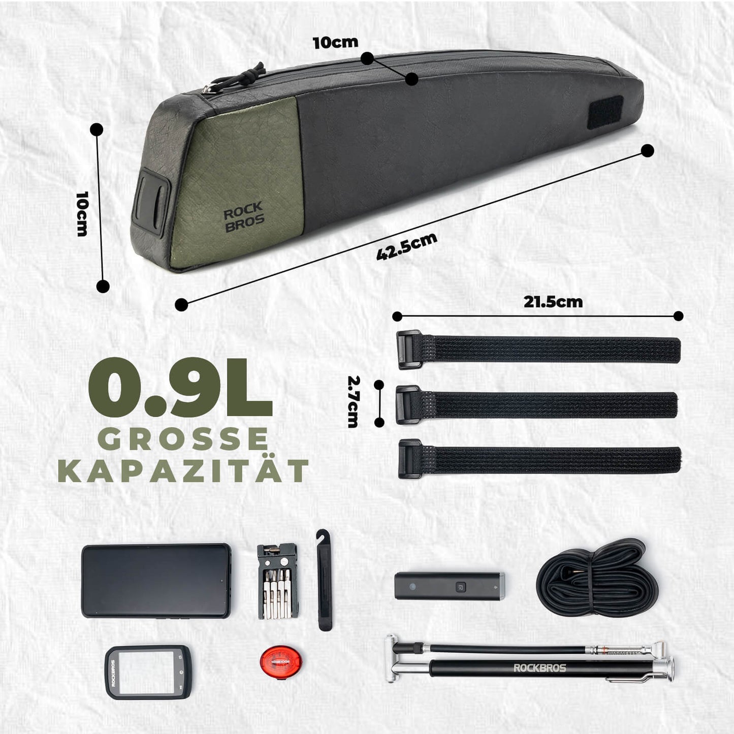 2-in-1 Oberrohrtasche Wasserabweisend mit Schultergurt 0,9L