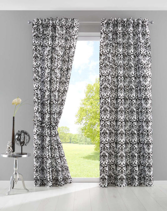 Vorhang Wildseide Optik blickdicht Flockfasern Deko gemustert, blickdicht mit verdecktem Schlaufenband 20200-20210-gardinenbox.de