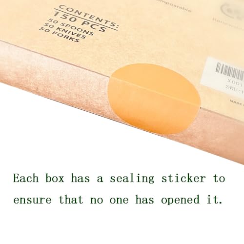 150 teiliges nachhaltiges Einwegbesteck Set aus Holz Löffel Gabel Messer-SunMoon