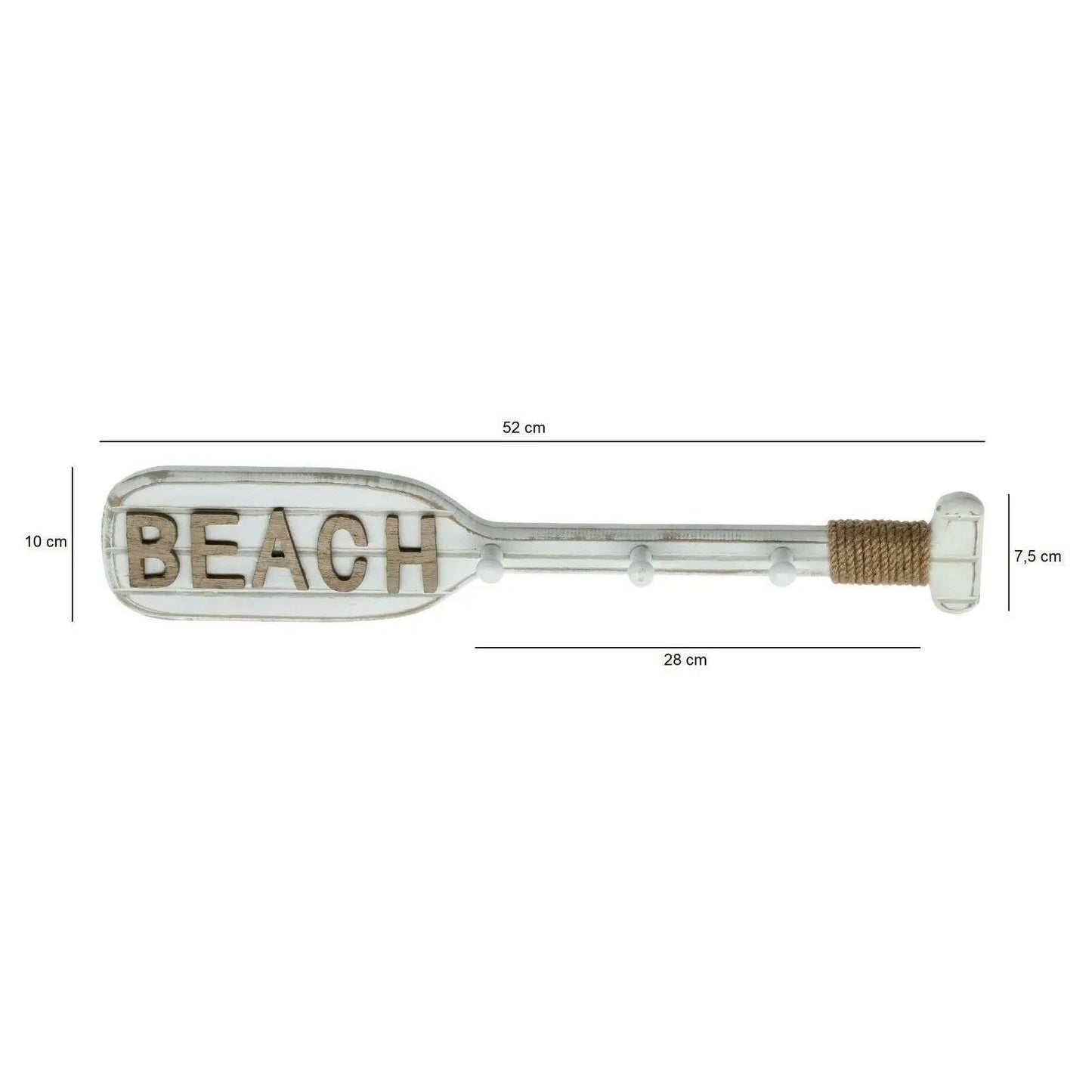 Maritime Garderobe mit 3 Haken aus Holz 52 cm