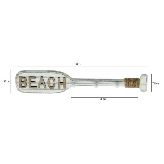 Maritime Garderobe mit 3 Haken aus Holz 52 cm