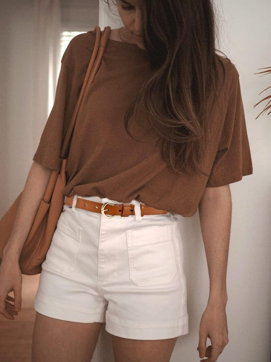 Eleganter Damen Ledergürtel mit goldfarbener Schnalle 25 mm breit