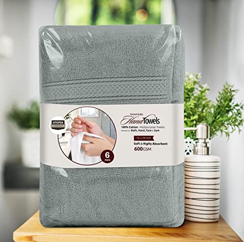Utopia Towels - Handtücher Set aus Baumwolle - 100% Baumwolle ultraweich und sehr saugfähig, 41x71 cm - 6er Pack (Kühl Grau)