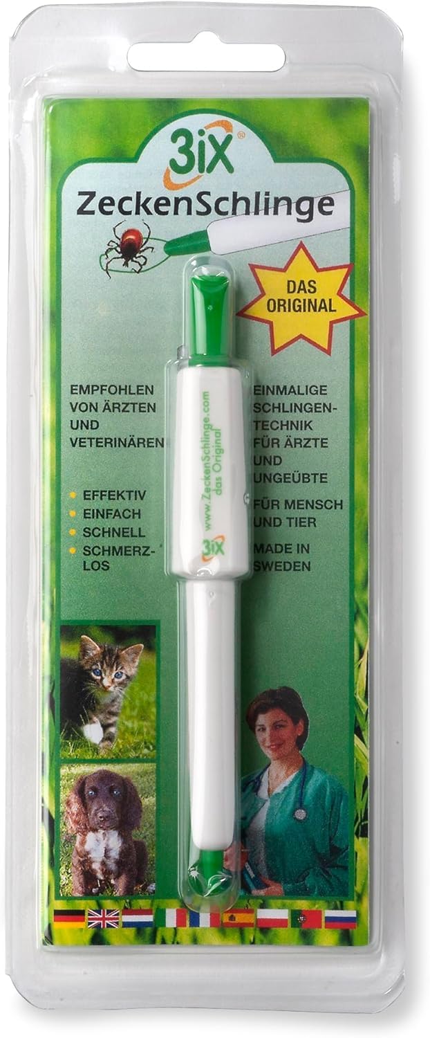 3iX Zeckenschlinge, das Original aus Schweden, statt Zeckenkarte, Pinzette, Haken, Zeckenmittel - Zeckenentferner für Mensch, Haustiere wie Hund, Katze, Hasen und mehr