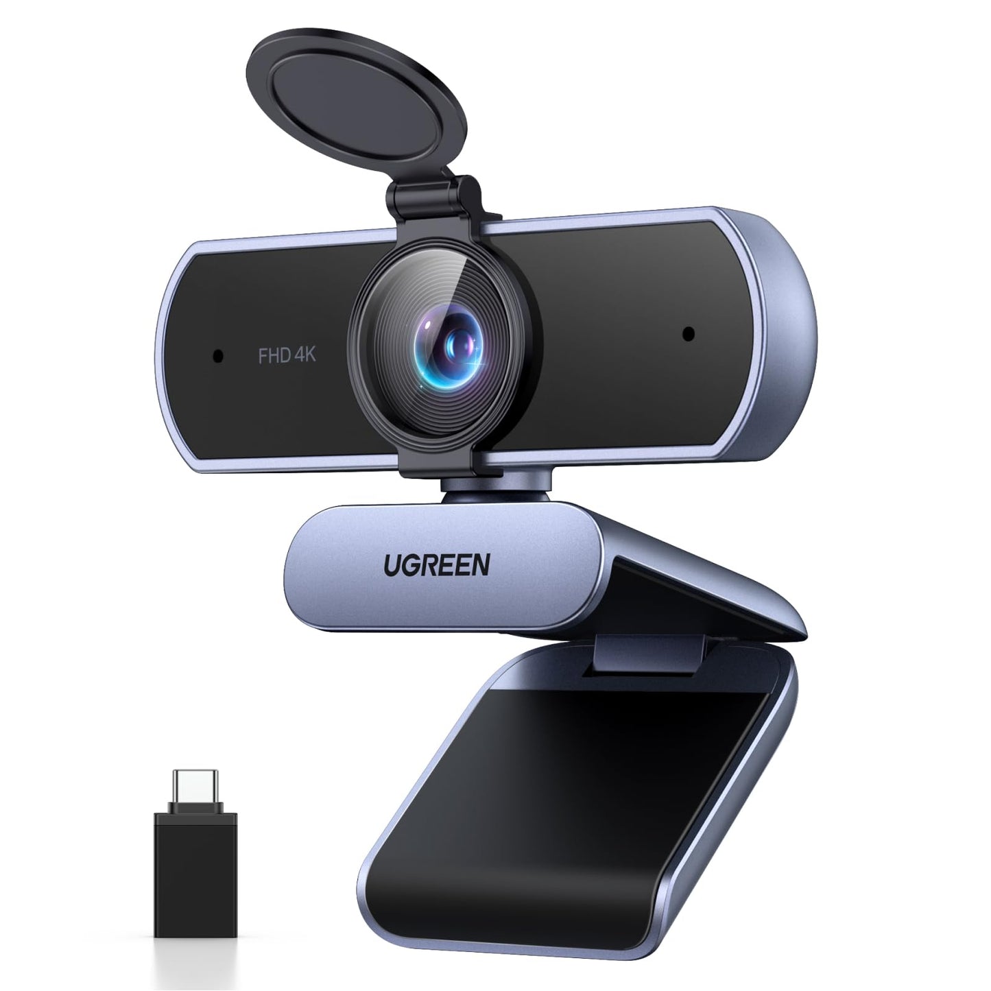 UGREEN FineCam Lite 4K, UHD Webcam 4K, Webcam mit Mikrofon und Objektivabdeckung, PC Kamera Autofokus, 70°FOV, USB-A/C Anschluss, für PC/Laptop/Windows/Mac/Linux/Skype/FaceTime