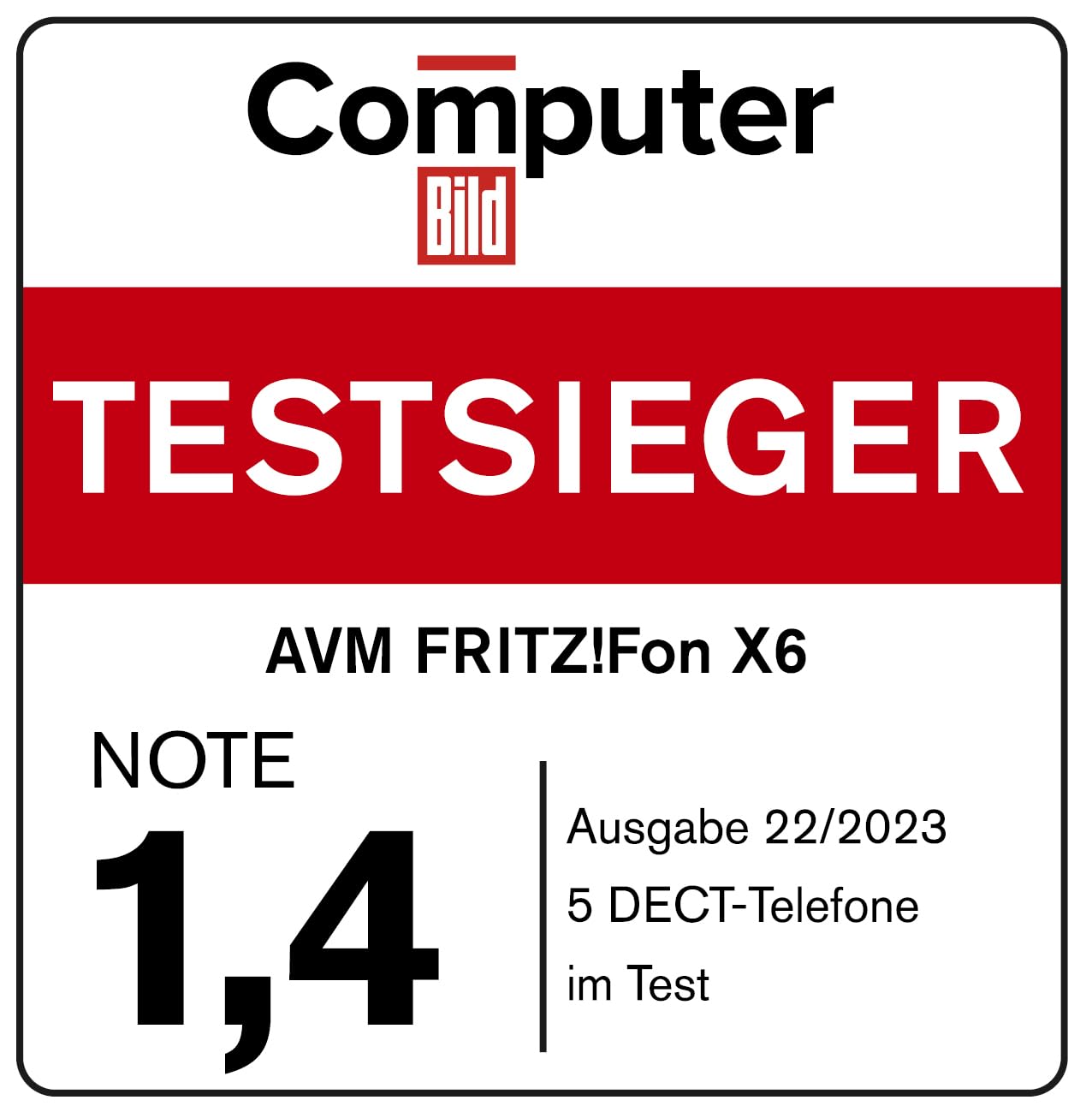 FRITZ!Fon X6 Black DECT-Komforttelefon (hochwertiges Farbdisplay, HD-Telefonie, Full-Duplex-Freisprechen, Steuerung FRITZ!Box-Funktionen), schwarz, deutschsprachige Version