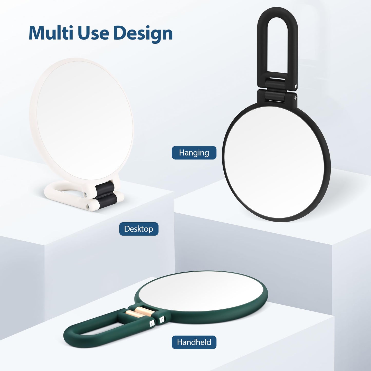 Vergrößerungsspiegel mit Griff doppelseitig 1X 30X faltbar matt schwarz