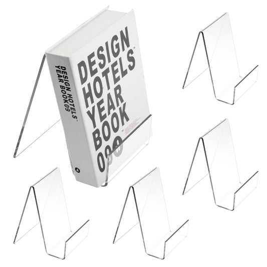 Buchstütze Acryl 5er Pack Transparent platzsparend und stabil-Tikplus