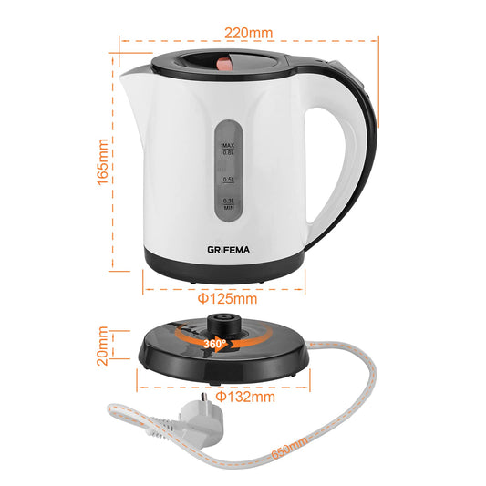 Leiser Wasserkocher 0 8L mit Kalkfilter und automatischer Abschaltung