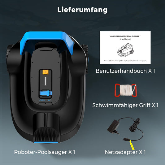 BOTLIFE (2026 Neu) PC01 Poolroboter, Akku Poolsauger Bodensauger, Kabelloser Poolroboter Boden, 120 Minuten Laufzeit, 6057 LPH, Selbsteinparkfunktion, Poolreiniger für Flache Pools bis zu 80㎡