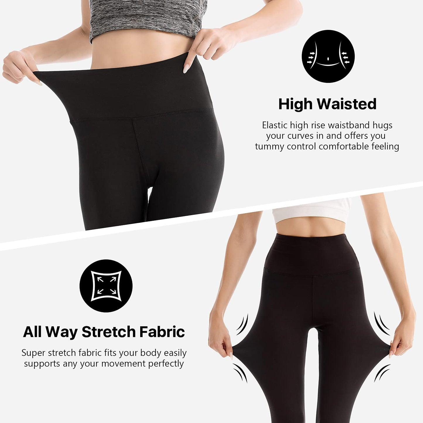 SINOPHANT Leggings Damen High Waist - Blickdicht Leggins mit Bauchkontrolle für Sport Yoga Gym(1 Schwarz,XXL)