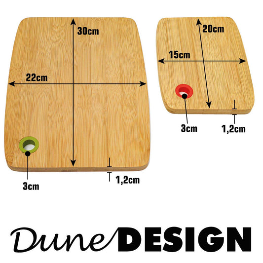 DuneDesign Bambus Schneidebrett 2er Set Farbcodiert Robust Hygienisch-DuneDesign