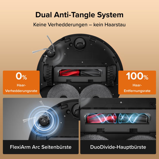roborock Qrevo Edge 2 Set Saugroboter mit Wischfunktion&Hebarem Wischmopp, 25.000 Pa, Anti-Tangle, ultraflach 7,98 cm, 80 °C Heißwasser-Moppwäsche, FlexiArm-Technologie, AI-Hinderniserkennung(Schwarz)