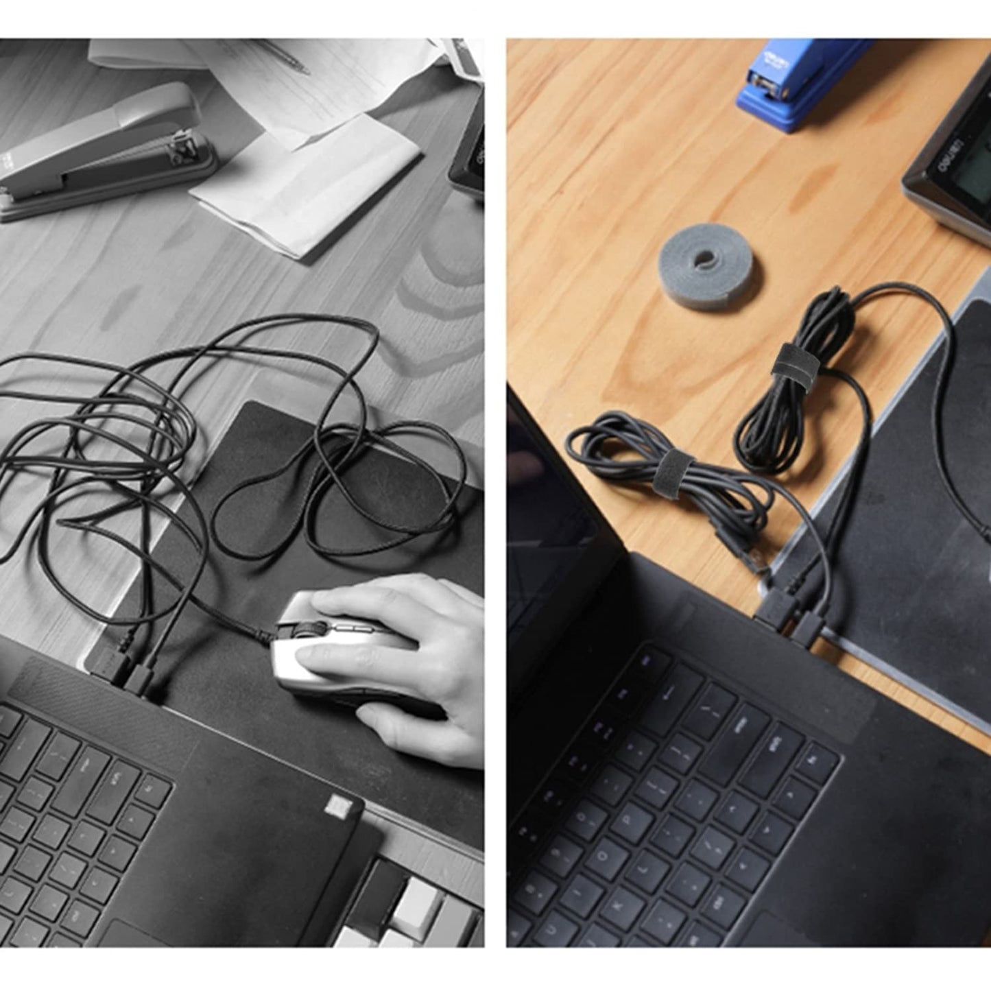 15m Klett Kabelbinder 10mm Klettband Wiederverwendbar Kabel Organizer Schwarz-Yoosso