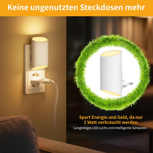 Nachtlicht Steckdose mit Bewegungsmelder und Dammerungssensor 2 Stuck