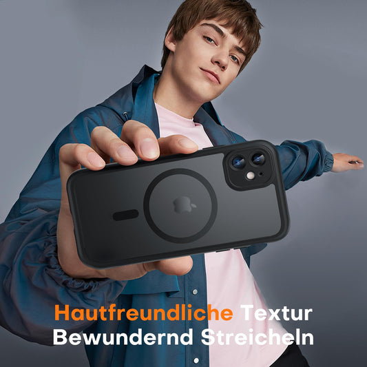 TOCOL für iPhone 11 Hülle für Magsafe, Vollständiger Kameraschutz Stoßfest Kratzfest Transluzente Rückseite Magnetisch Handyhülle für iPhone 11 Case, Schwarz