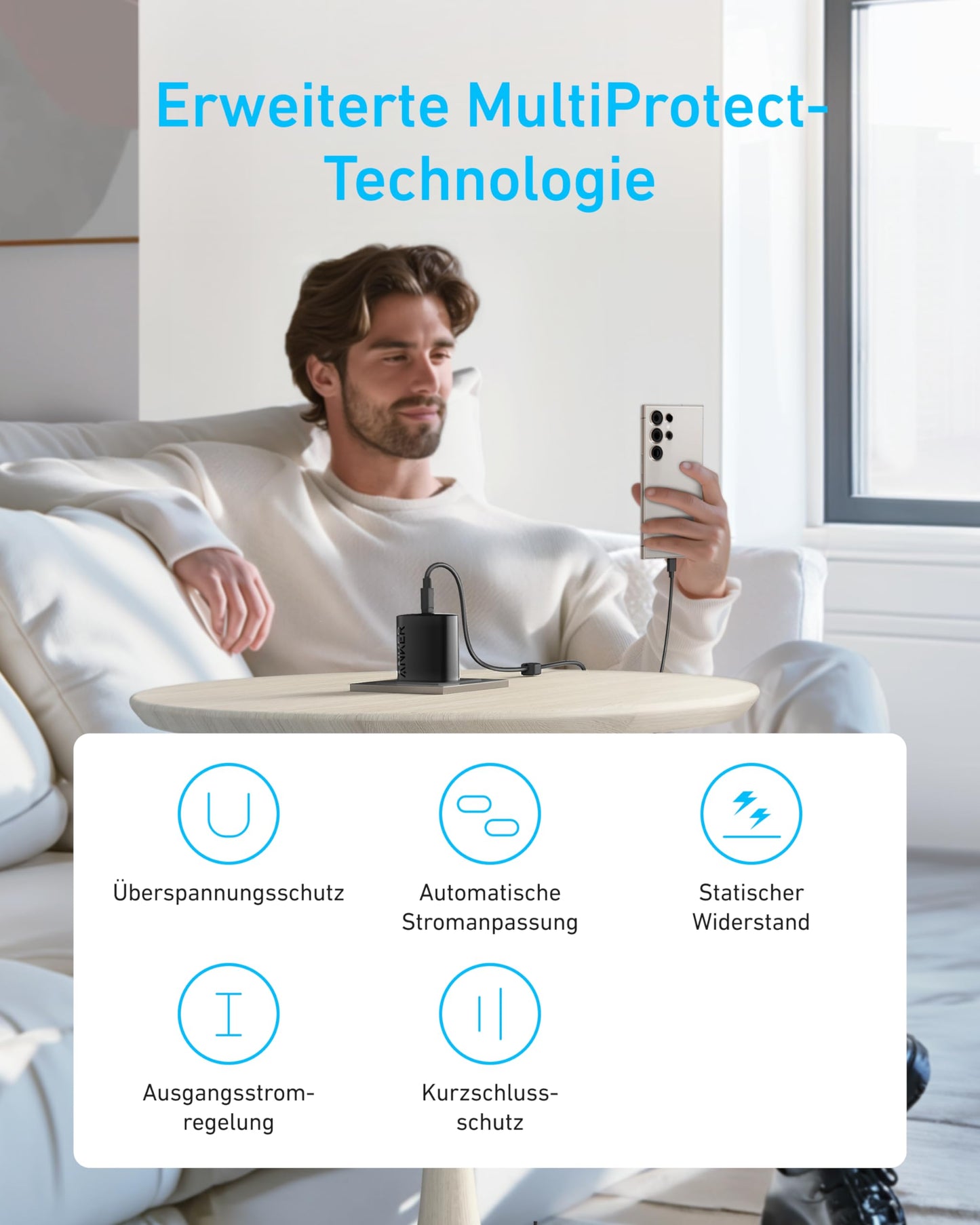 Anker 45W USB C Ladegerät, iPad Ladegerät, PPS-Schnellladen Netzteil für Samsung Galaxy S24 Ultra/S24/S23+/S23/S22/Note20, iPhone 17/Pro/Pro Max/iPhone Air/16/15, Pixel (2X 1,5m Kabel inkl.)