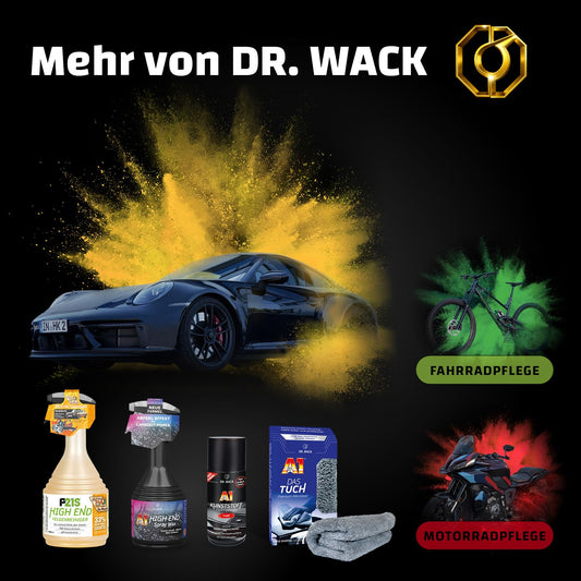 Dr. Wack – A1 All in ONE Care & Protect Autopflege 500 ml I Für alle Auto-Außenoberflächen I Schutz, Pflege & Versiegelung in 1 Schritt I Lackpflege, Felgenschutz, Reifenpflege & Regenabweiser