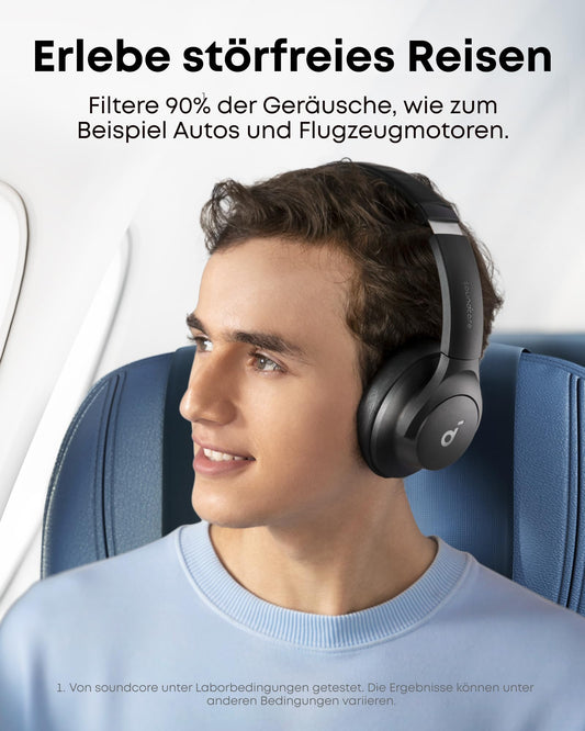 soundcore by Anker Q20i kabelloser Bluetooth Over-Ear-Kopfhörer mit Hybrid Active Noise Cancelling, 40h Spielzeit im ANC-Modus, Hi-Res Audio, tiefer Bass, Personalisierung per App