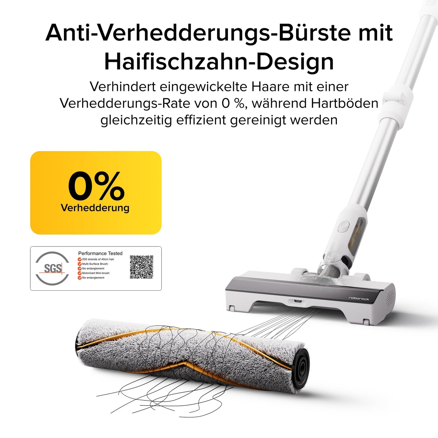 roborock H60 Akku Staubsauger, 27000Pa/300W/60 Min Akkusauger, 90° Flexibles Rohr, Staubsauger Kabellos, stielstaubsauger mit Anti-Tangle Bürste für Teppiche, Hartböden, Tierhaare, Auto