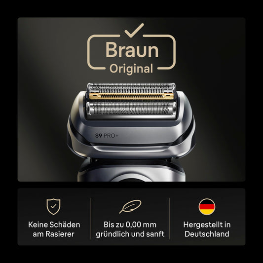 Braun Elektrorasierer Scherkopf Series 9 PRO+, 96M, Silber - Original Ersatzscherteil vom Hersteller, Hol dir 100 Prozent Leistung Zurück, Kompatibel mit allen Braun S9-Rasierern