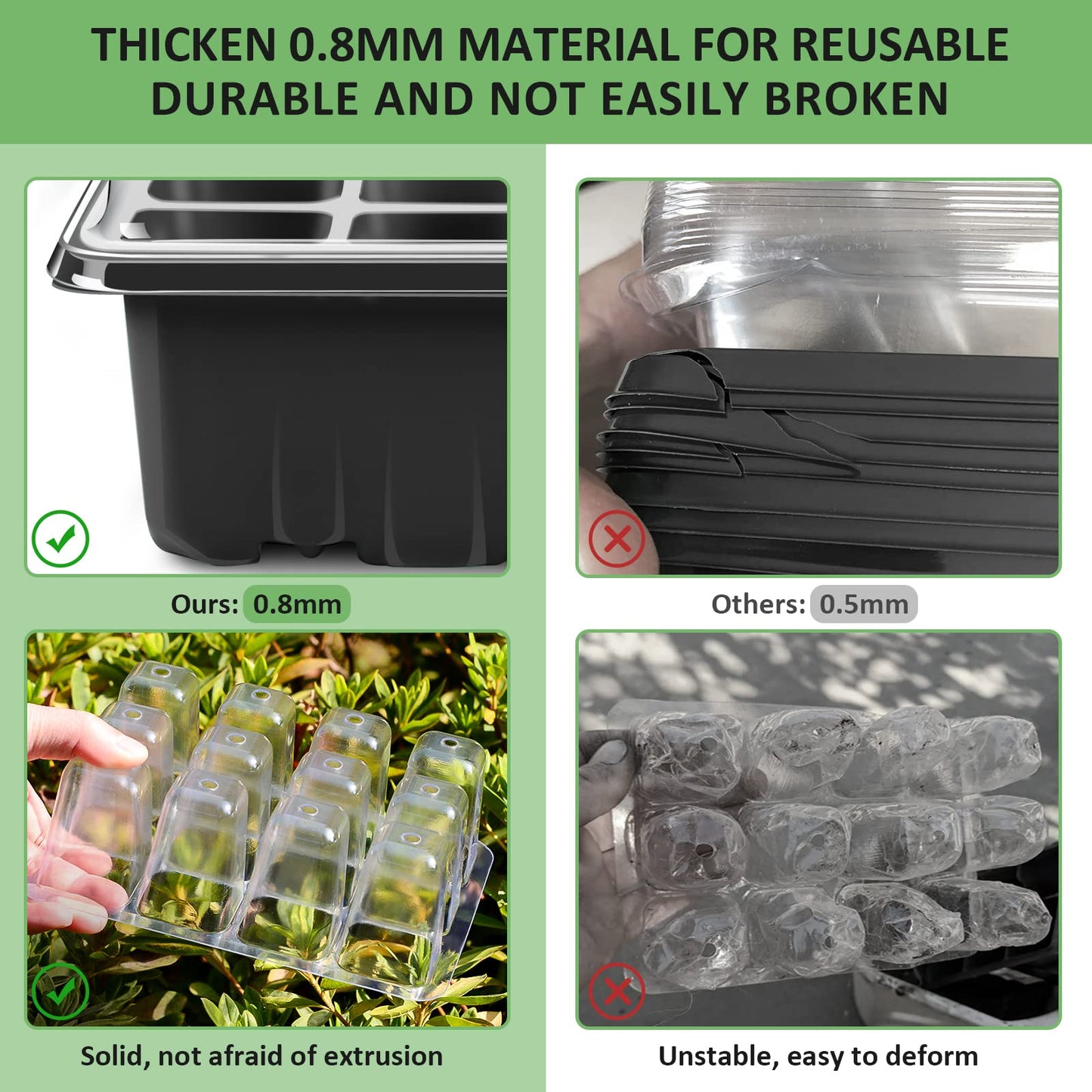 YAUNGEL Mini Gewächshaus 6 Stück 72 Zellen Anzuchtset mit Deckel und Belüftung-YAUNGEL