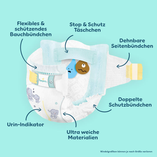Pampers Premium Protection Größe 7, 156 Windeln, 15kg+, unser Nr. 1 Haut- und Auslaufschutz