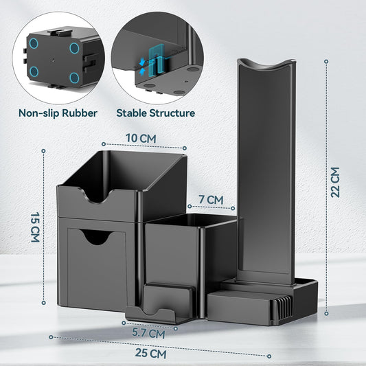 Multifunktionaler Stiftehalter Schreibtisch mit Schublade und Kopfhöreraufhänger-KDD