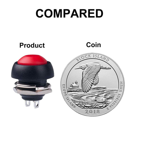 Mini Druckknopf 12mm Rot Wasserdicht SPST Momentanschalter 20 Stück