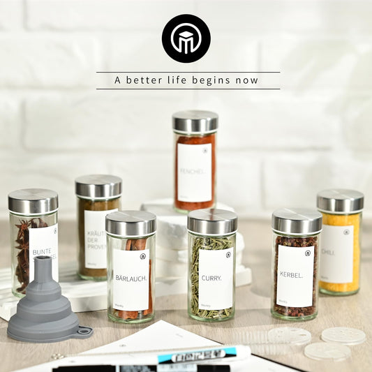 Miorkly 12 Gewürzgläser Set mit Streueinsatz