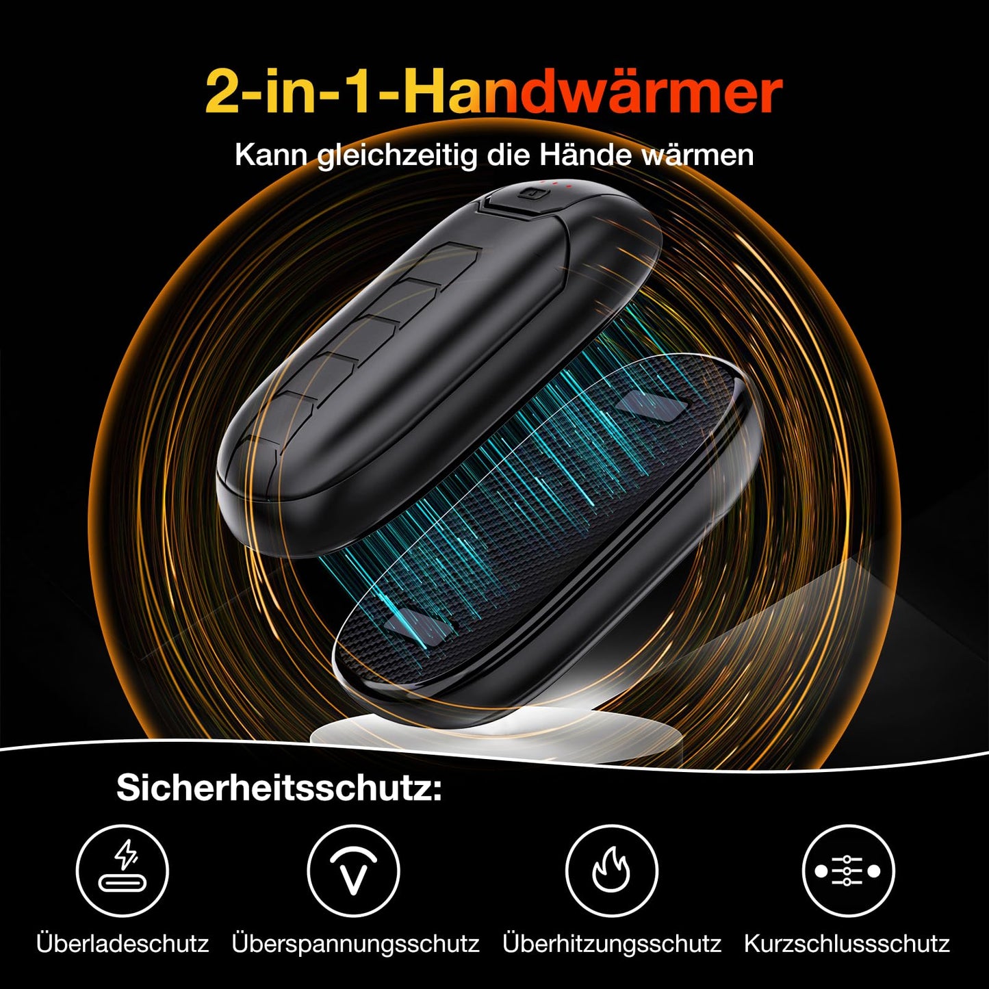 Tragbarer Magnetischer Handwärmer mit 3 Heizstufen für Outdoor