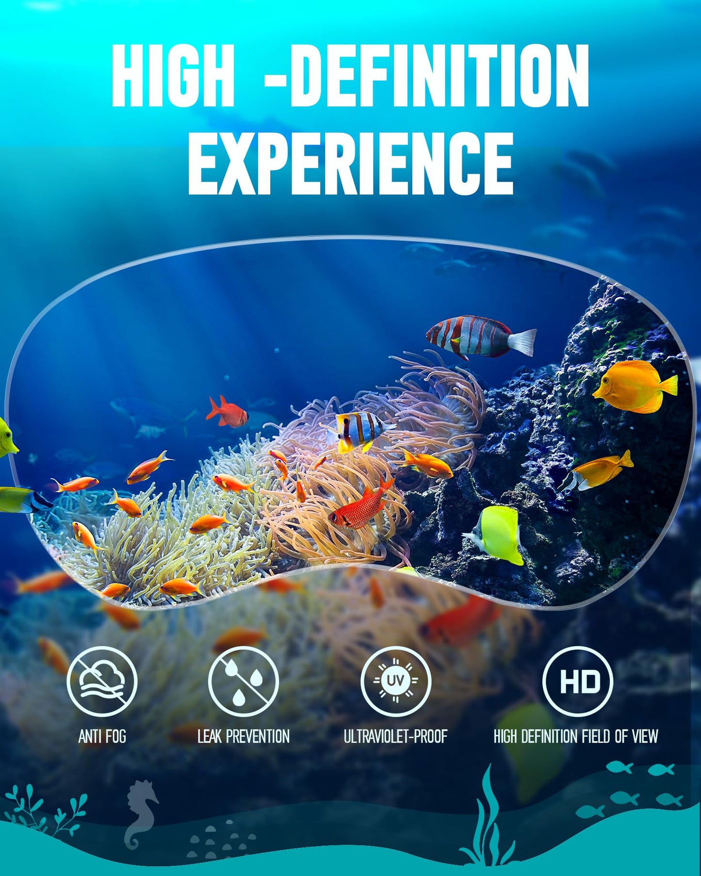 Kinder Taucherbrille 180 Grad Panorama Schnorchelset Leckagesiche