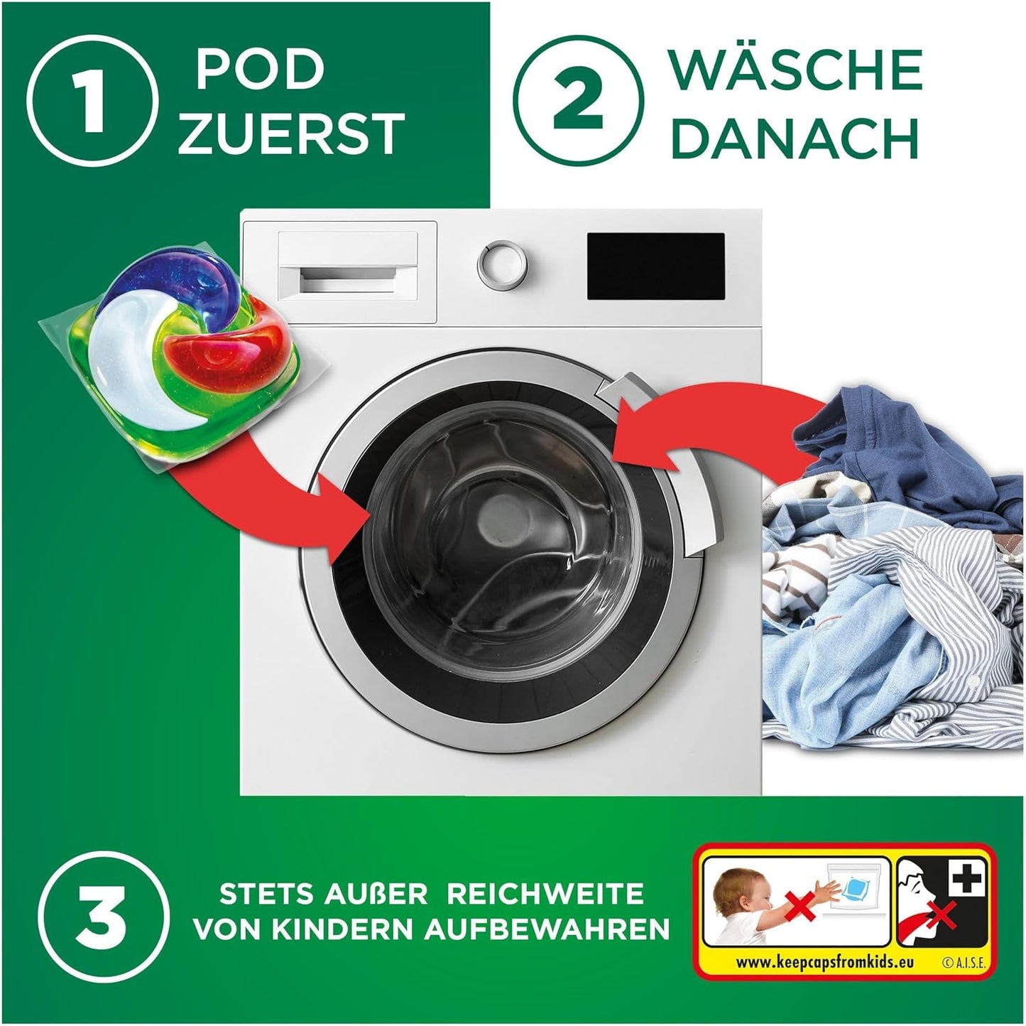 Ariel Max Power PODS® – 66 Wäschen, 3in1 Fleckenentferner
