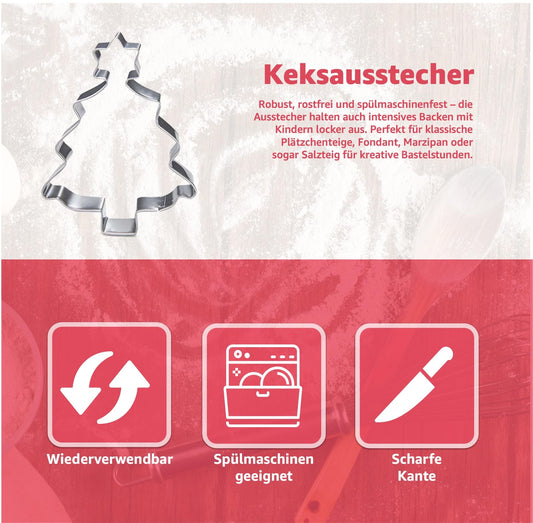 20x Ausstecher Weihnachten Advent Motive Set Kekse Backen Steckfo