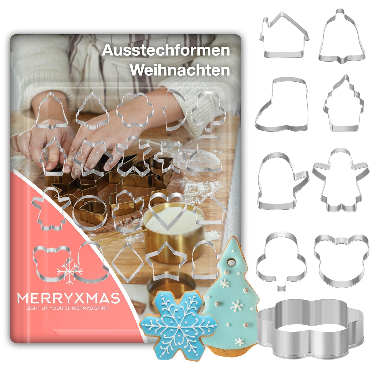 20x Ausstecher Weihnachten Advent Motive Set Kekse Backen Steckfo