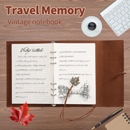Vintage Leder Notizbuch A5 Nachfuellbar Retro Stil Reisetagebuch Liniert-wenrescry