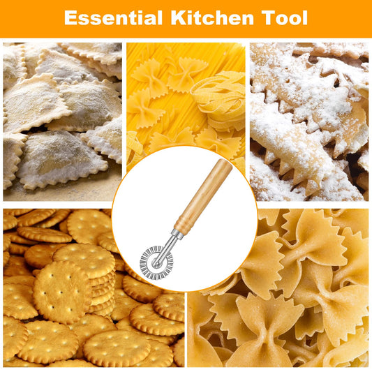 Nudelschneiderrad Gezahnter Teigrad Pizzaschneider Roller Holzgri