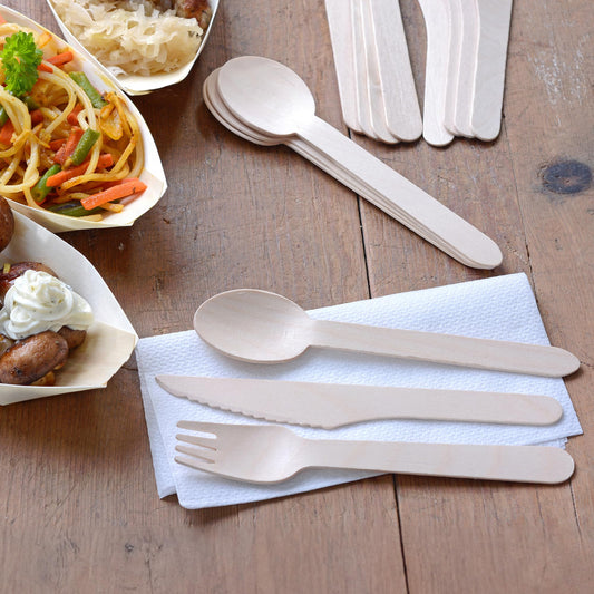 Einwegbesteck Holzmesser 100 Stück umweltfreundlich biologisch abbaubar-GRÄWE