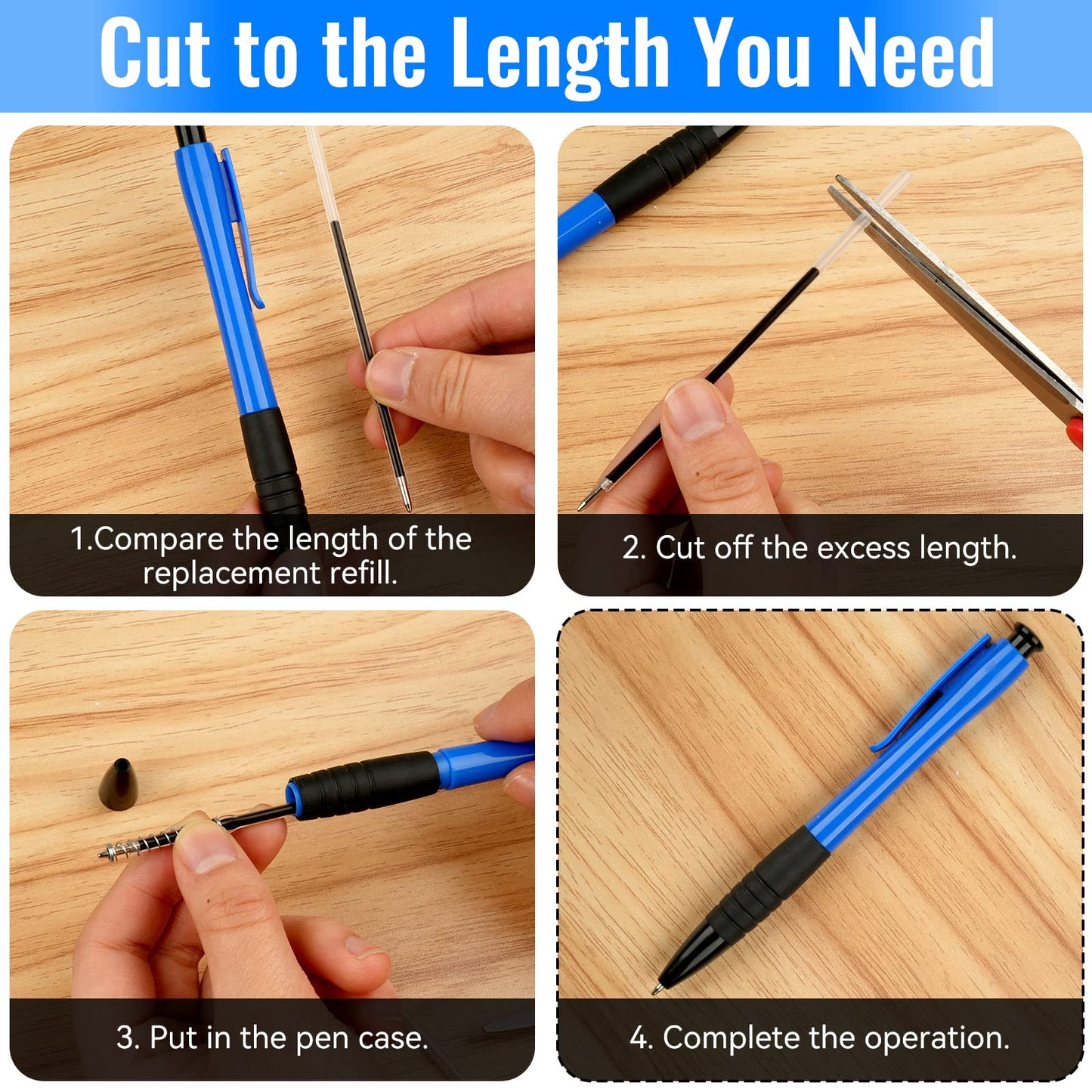 100 Stück Kugelschreiberminen 0,7mm Blau Ersatzminen für Büro