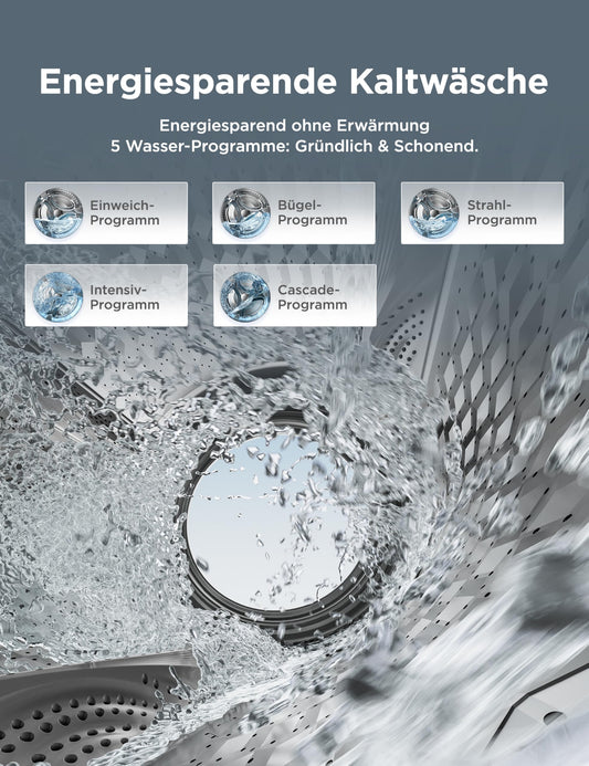 Midea Waschmaschine V3 series, 10 kg | Energieeffizienzklasse A-10% | 1400 U/min| Dampffunktion | Tierhaare| 15-Min Schnellwäsche | Woolmark-Zertifiziert MFV3EW100BA10 | Weiß