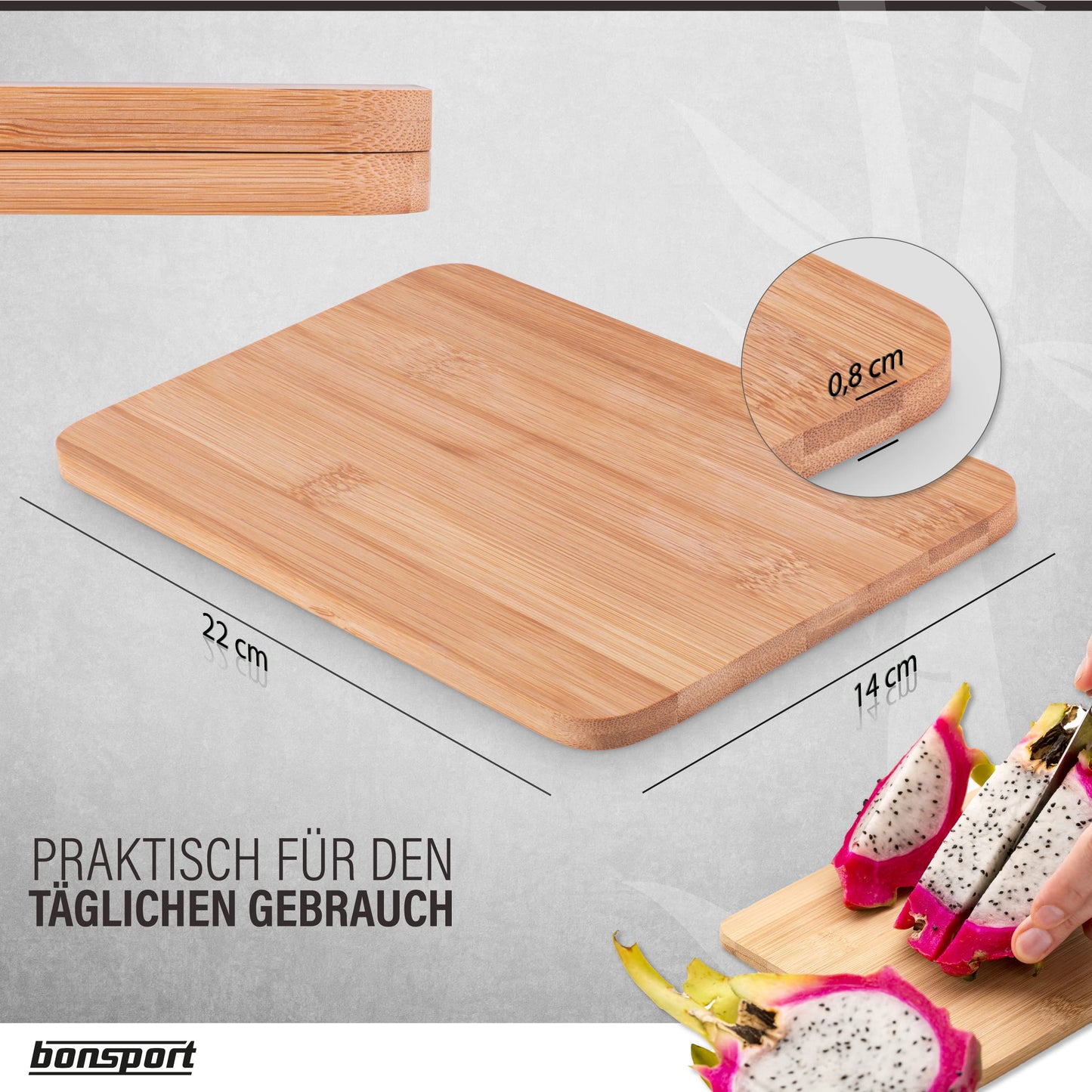 6er Set Frühstücksbrettchen aus Bambus Holz robust und nachhaltig-bonsport