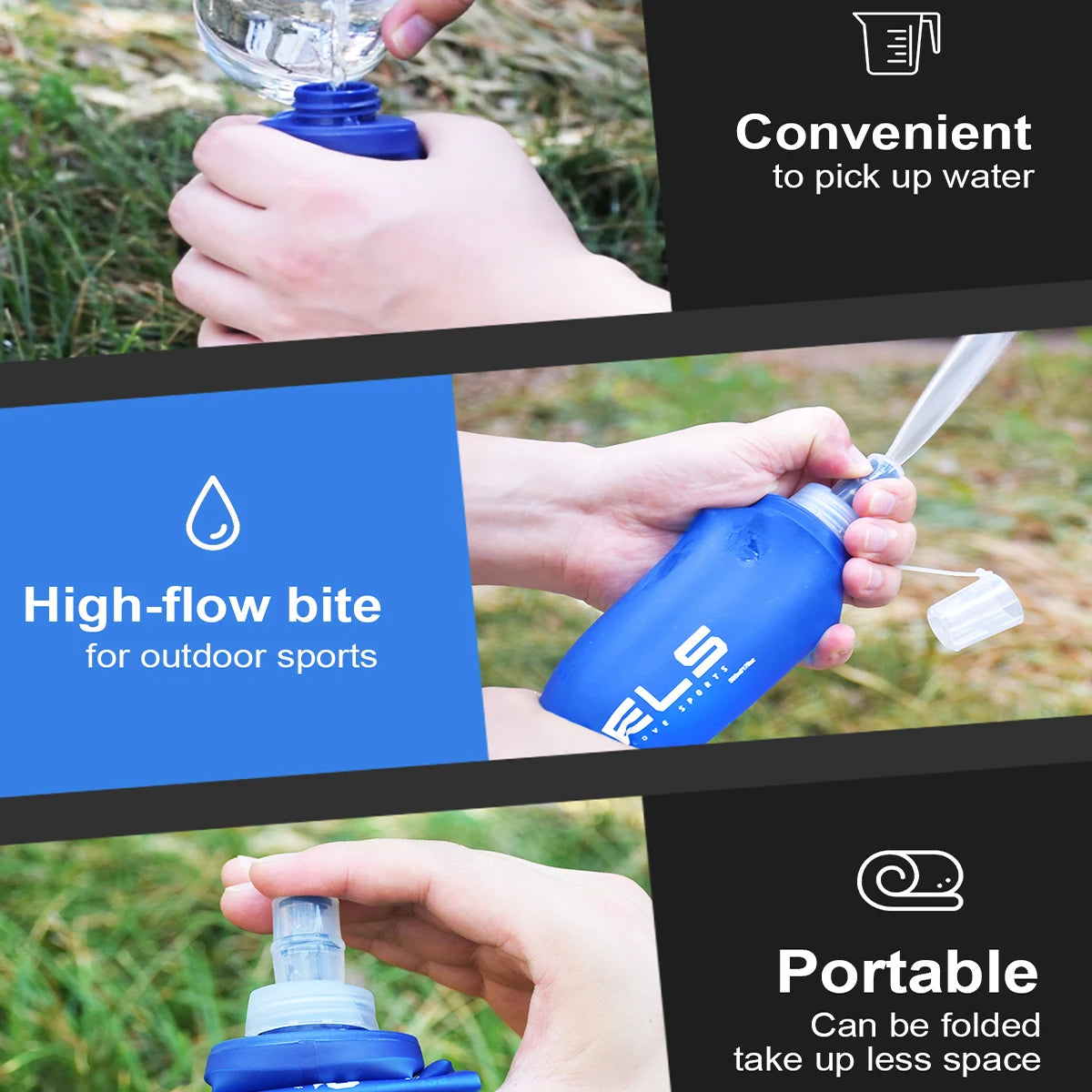 Faltbare TPU Wasserflasche 500ml BPA-frei für Outdoor Sport - Wandern
