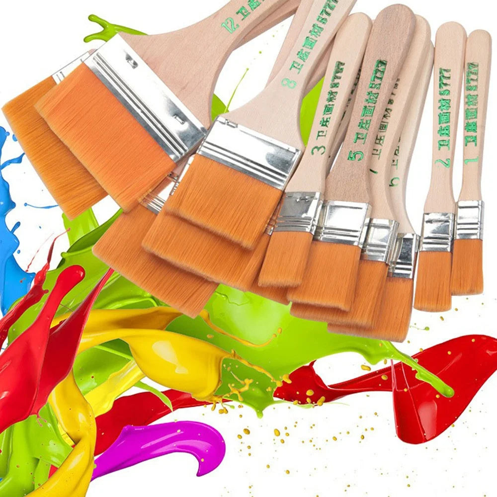 Vielseitiges 12-teiliges Nylon-Pinselset mit Holzgriff für Acryl - Ölmalerei
