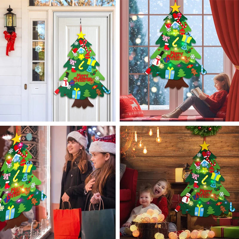 DIY Filz Weihnachtsbaum mit LED, Kinderspielzeug und Dekoration