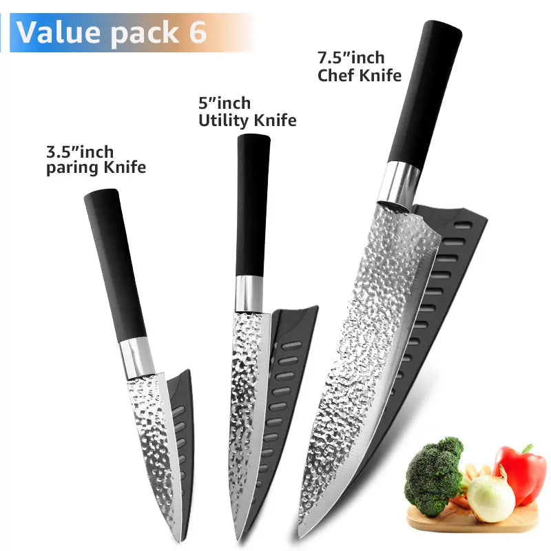 Küchenmesser Chef 7CR17 440C Edelstahl Antihaftklinge Brotschneider Utility Santoku Set