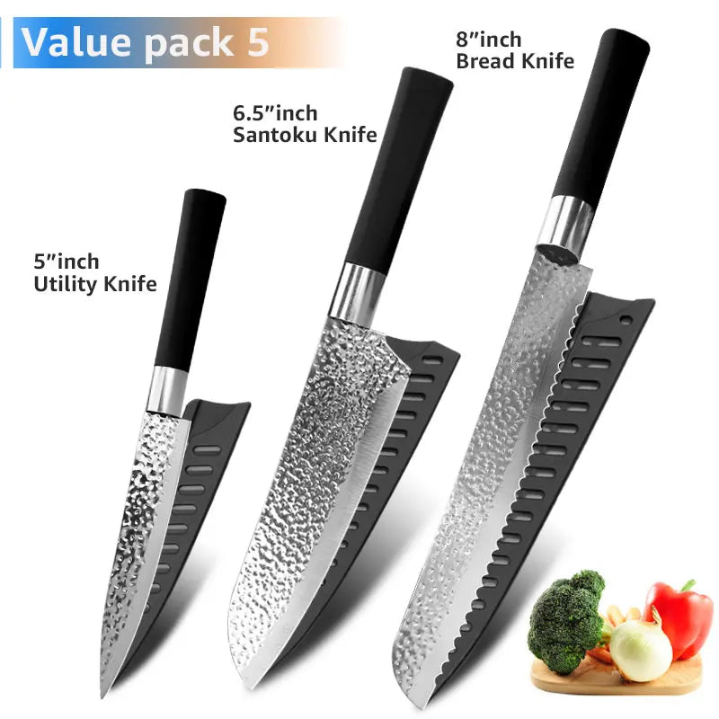 Küchenmesser Chef 7CR17 440C Edelstahl Antihaftklinge Brotschneider Utility Santoku Set